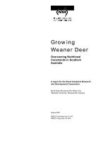 GROWING WEANER DEER - OVERCOMING NUTRITIONAL CONSTRAINTS