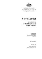 VELVET ANTLER - A SUMMARY OF THE LITERATURE ON HEALTH BENEFITS