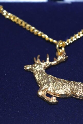 fine english pewter gold plated spring stag pendant
