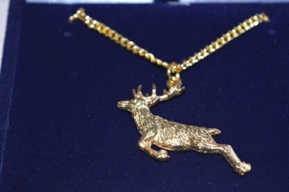 fine english pewter gold plated spring stag pendant