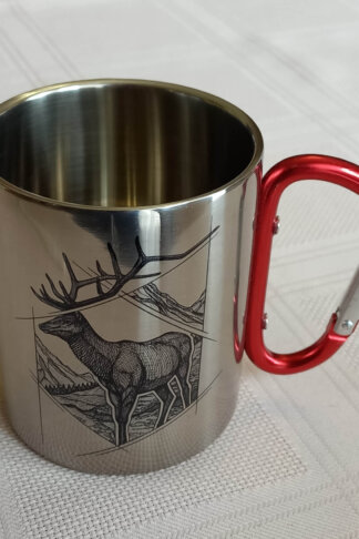 Steel Camping Hiking Carabiner Mug - Stag design